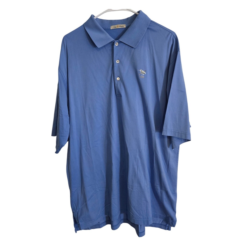 Peter Millar Men's XL Blue Polo Shirt Golf Country Club Shorebird Logo - Picture 1 of 11
